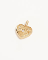 18k Gold Vermeil Blooming Together Large Heart Locket Pendant
