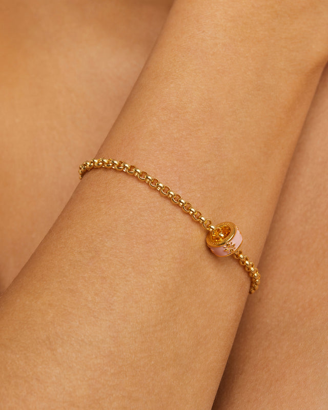 18k Gold Vermeil Born to Bloom Enamel Petal - Rose Quartz