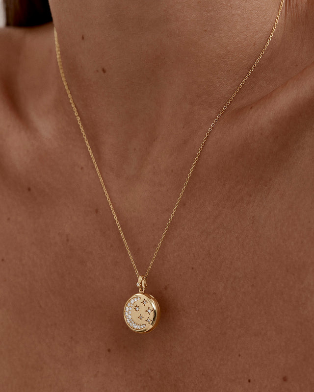 18k Gold Vermeil My Moon and Stars Locket Pendant