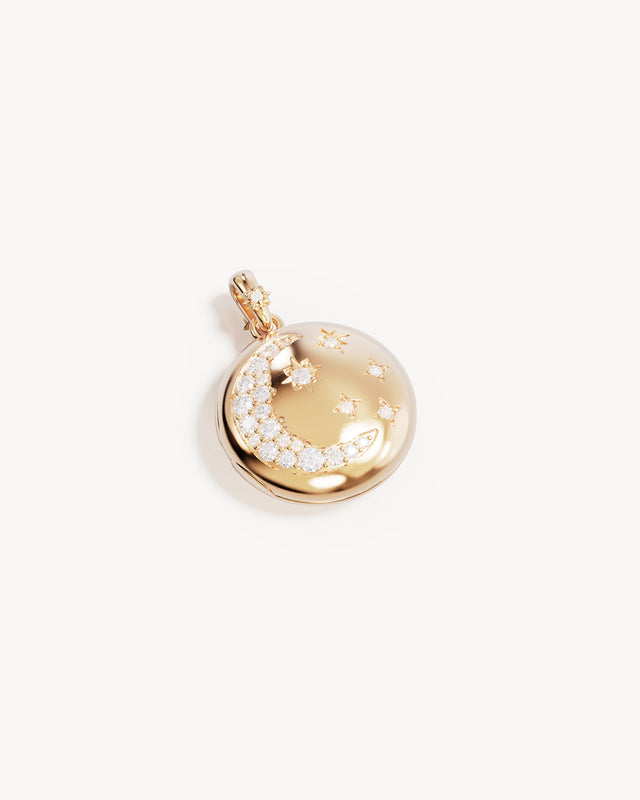 18k Gold Vermeil My Moon and Stars Locket Pendant