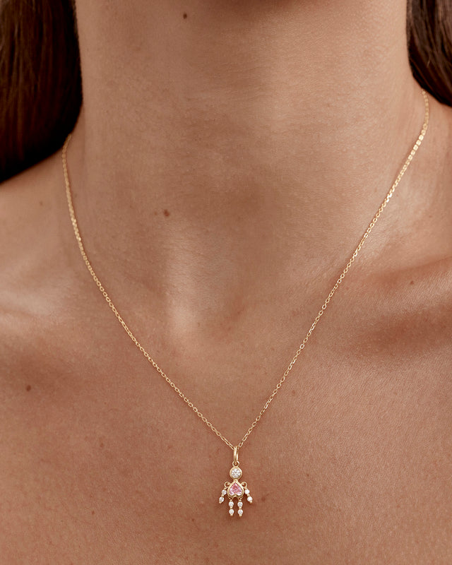 18k Gold Vermeil Tiny Dancer Pendant - Pink Crystal