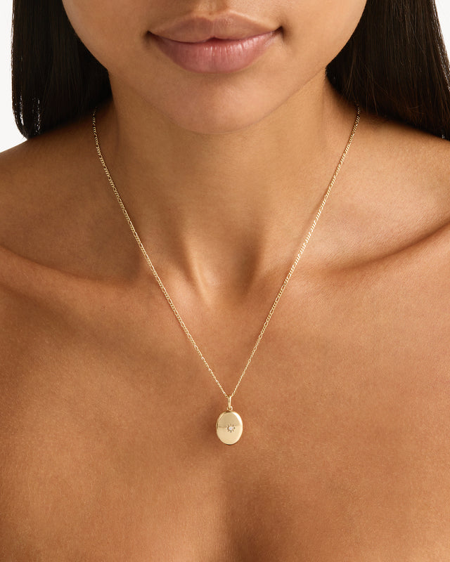 14k Solid Gold Rounded Diamond Lotus Locket Pendant