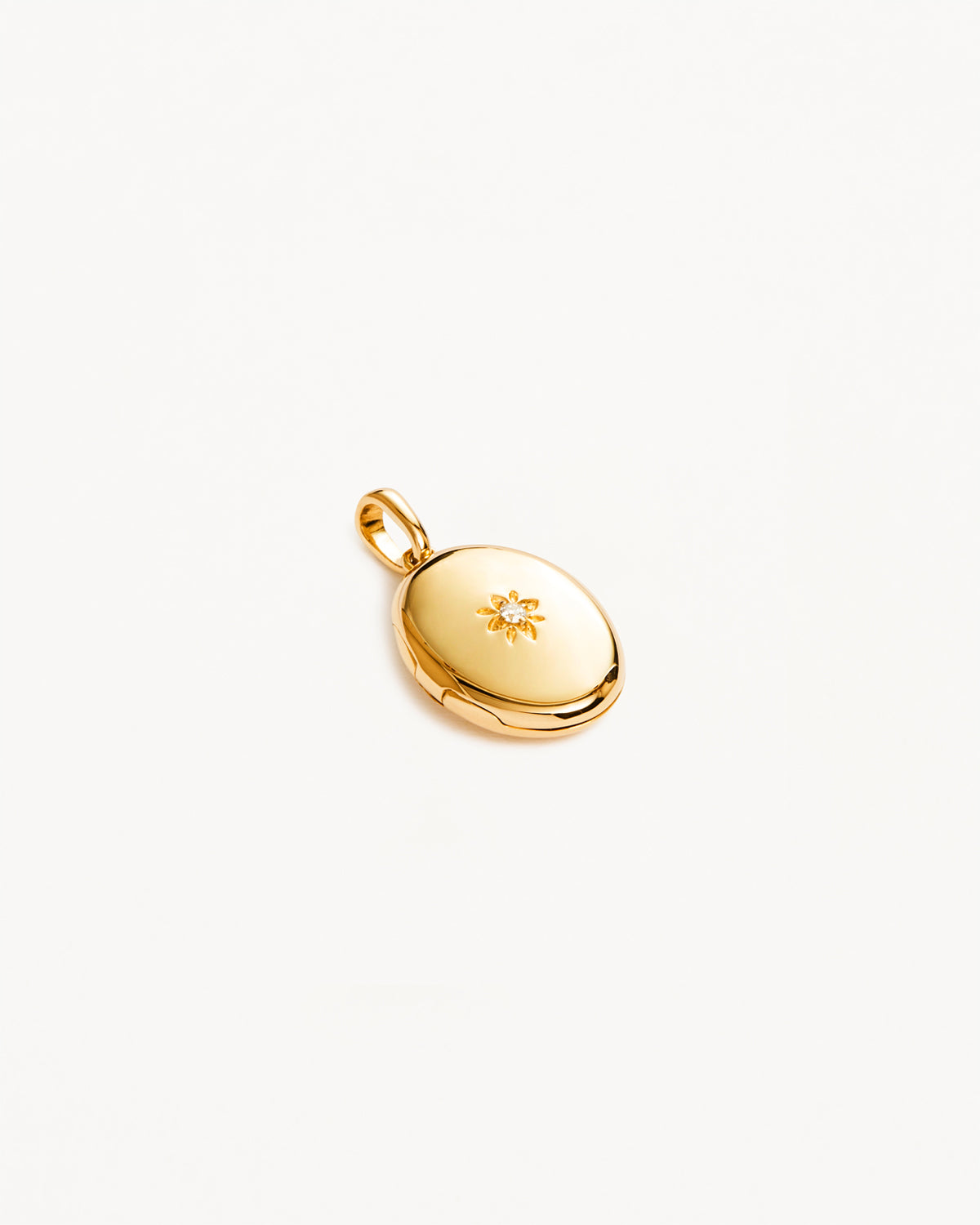 By Charlotte 18k Gold Vermeil Rounded Lotus Locket Pendant