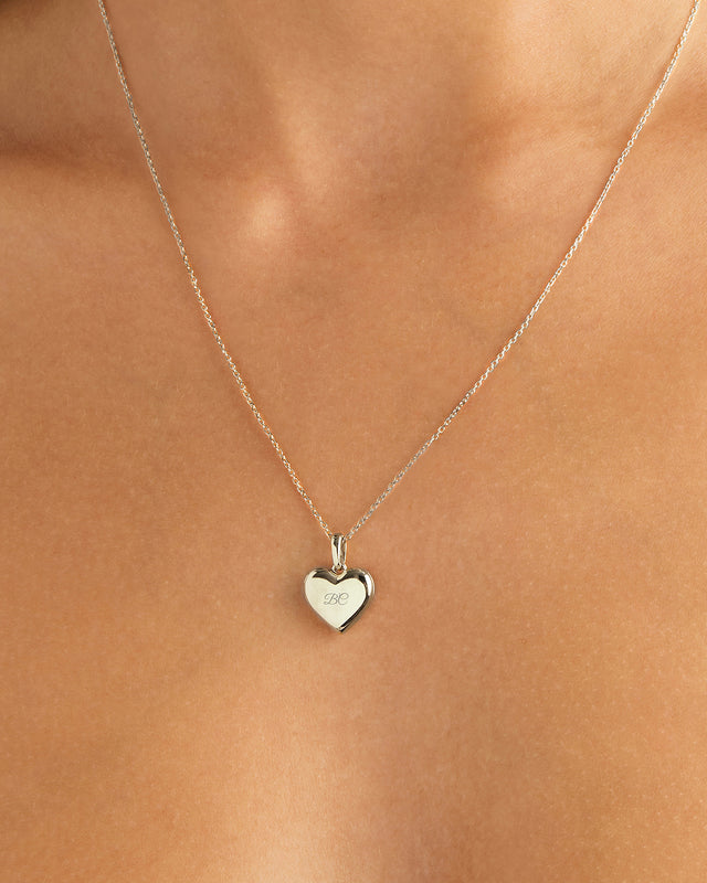 Sterling Silver Heart Lotus Locket Pendant