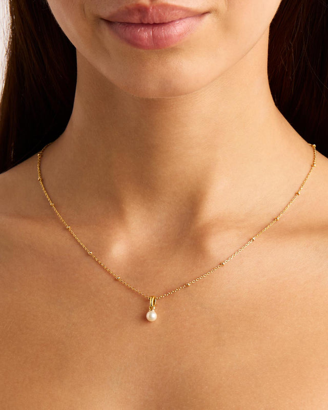 14k Solid Gold Serenity Pearl Necklace Pendant