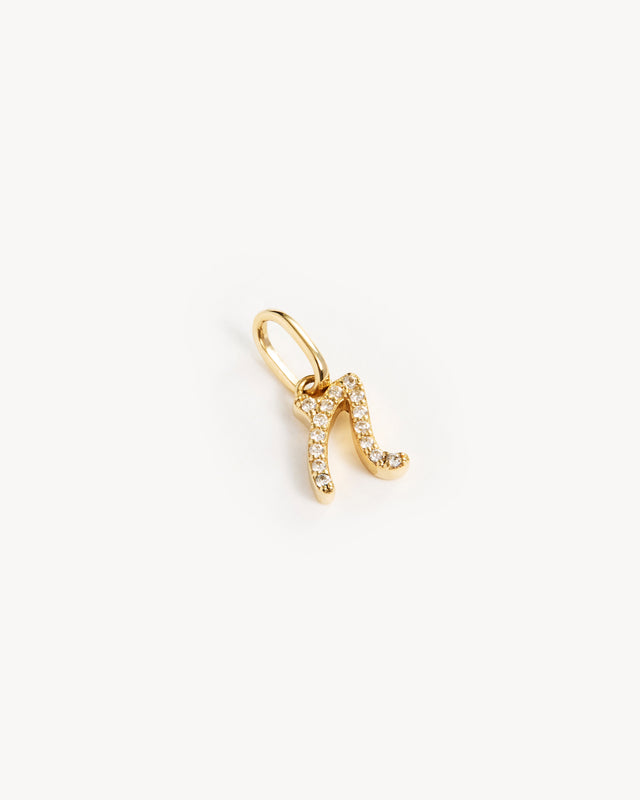14k Solid Gold Forever Love Diamond Letter Necklace Pendant