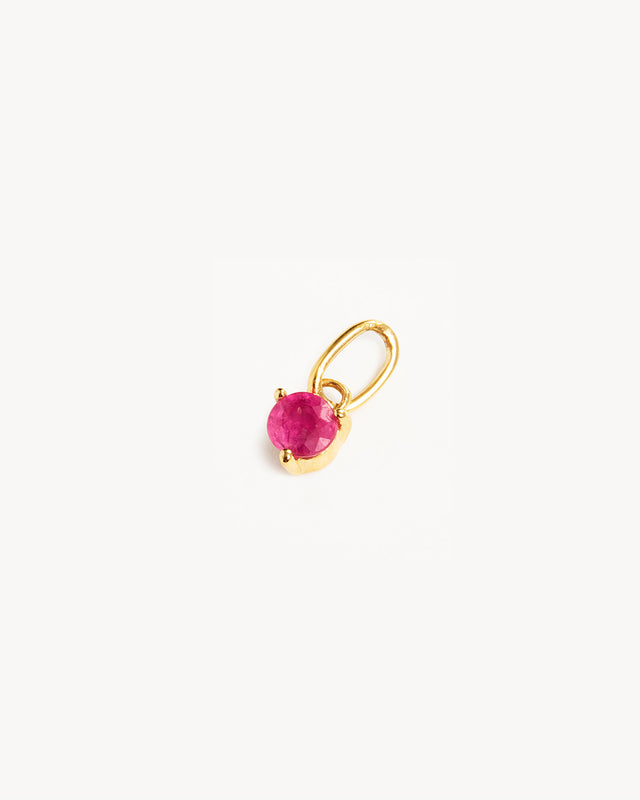 14k Solid Gold Always In My Heart Birthstone Necklace Pendant - July - Ruby