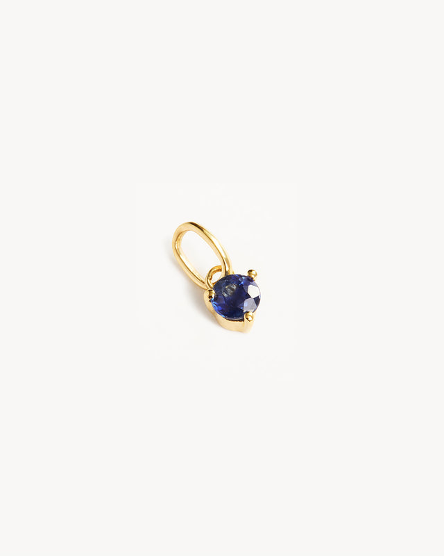 14k Solid Gold Always In My Heart Birthstone Necklace Pendant - September - Sapphire
