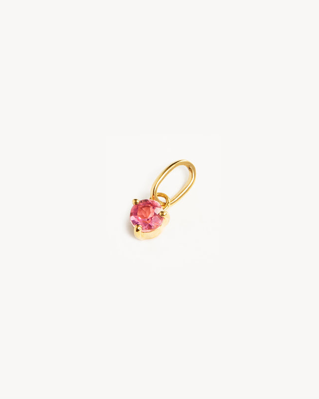 14k Solid Gold Always In My Heart Birthstone Necklace Pendant - October - Pink Tourmaline
