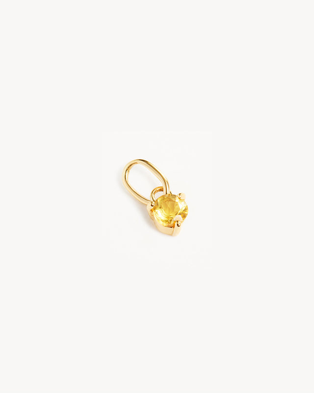 14k Solid Gold Always In My Heart Birthstone Necklace Pendant - November - Citrine