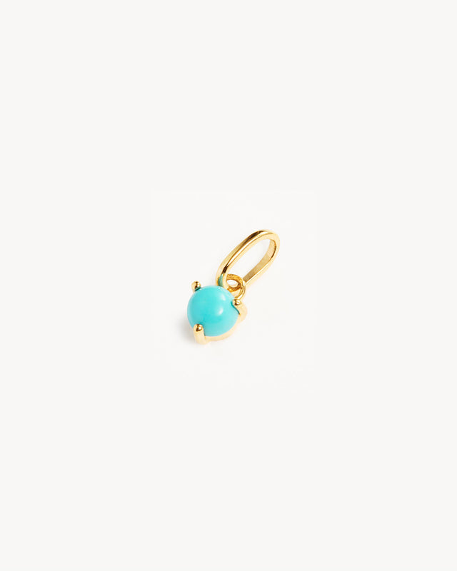 14k Solid Gold Always In My Heart Birthstone Necklace Pendant - December - Turquoise