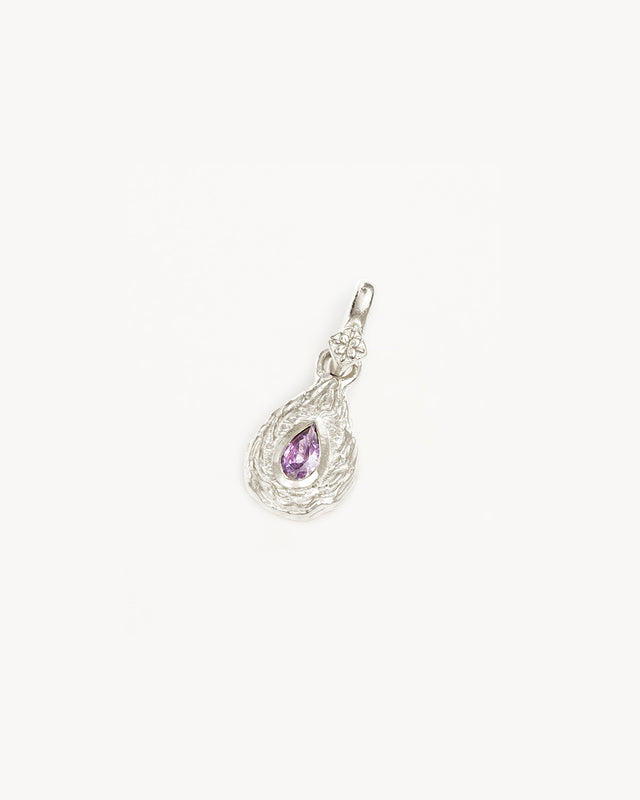 Sterling Silver With Love Birthstone Annex Link Pendant - February
