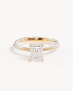 18k Solid Gold Lotus Solitaire Engagement Ring - Emerald
