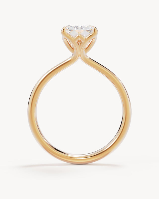18k Solid Gold Lotus Solitaire Engagement Ring - Emerald 2.5ct