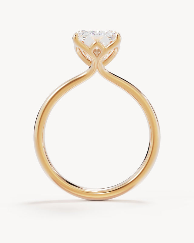 18k Solid Gold Lotus Solitaire Engagement Ring - Emerald 3ct