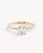 18k Solid Gold Lotus Solitaire Engagement Ring - Oval