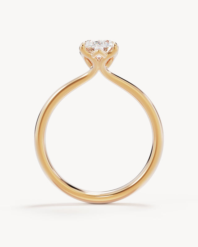 18k Solid Gold Lotus Solitaire Engagement Ring - Oval