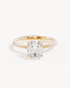 18k Solid Gold Lotus Solitaire Engagement Ring - Oval 1.5ct