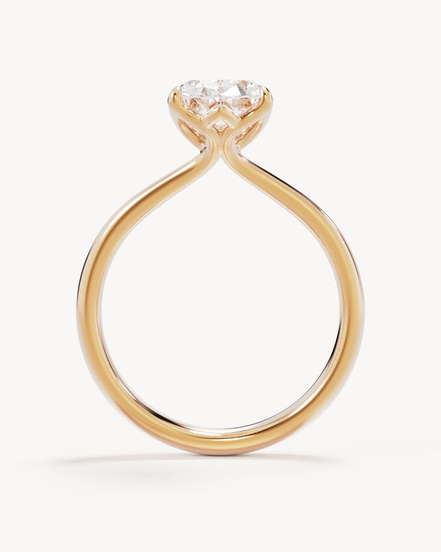 18k Solid Gold Lotus Solitaire Engagement Ring - Oval 2ct