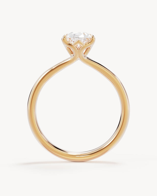18k Solid Gold Lotus Solitaire Engagement Ring - Pear
