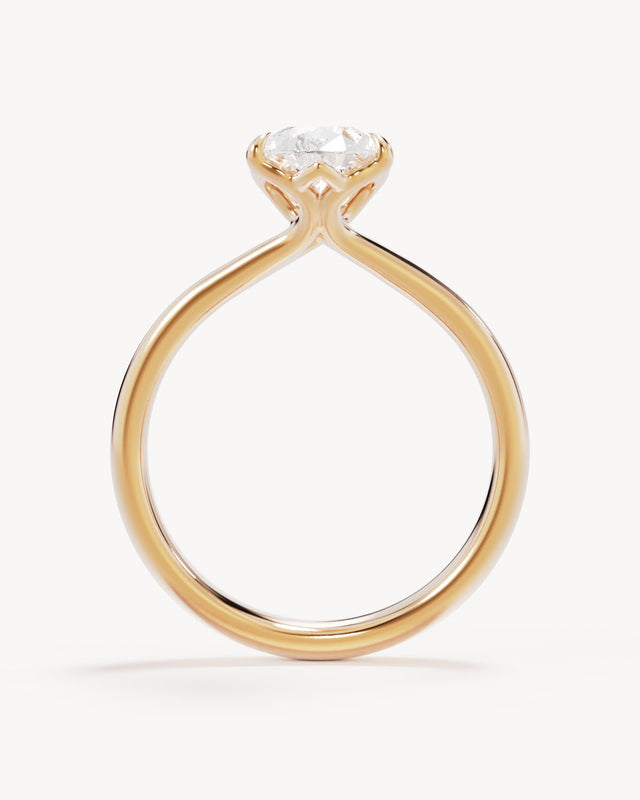 18k Solid Gold Lotus Solitaire Engagement Ring - Pear 1.5ct