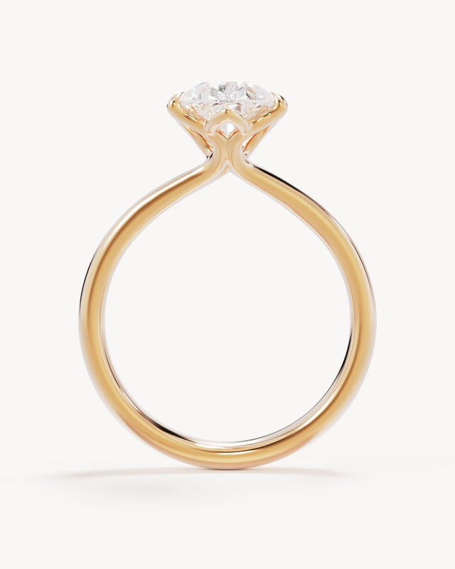 18k Solid Gold Lotus Solitaire Engagement Ring - Pear 2ct