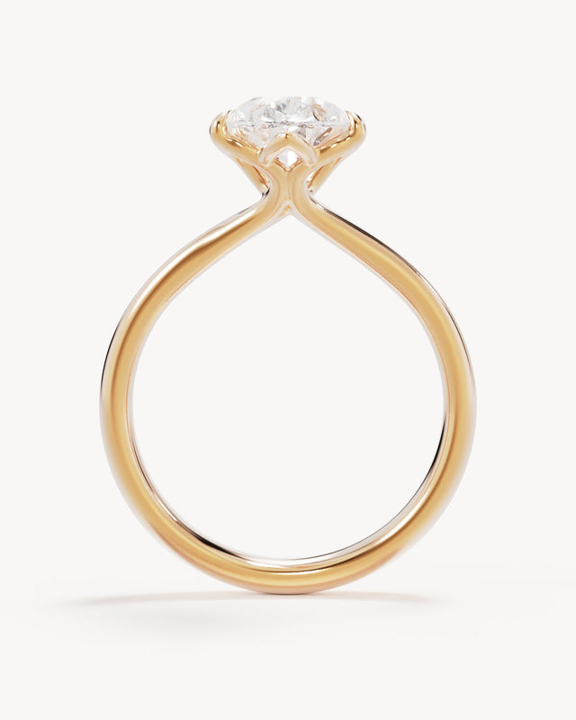 18k Solid Gold Lotus Solitaire Engagement Ring - Pear 2.5ct