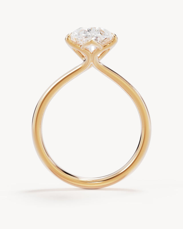 18k Solid Gold Lotus Solitaire Engagement Ring - Pear 3ct