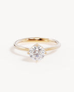 18k Solid Gold Lotus Solitaire Engagement Ring - Round