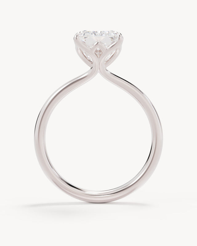 18k Solid White Gold Lotus Solitaire Engagement Ring - Emerald 3ct