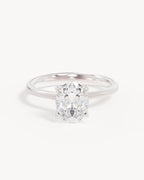 18k Solid White Gold Lotus Solitaire Engagement  - Oval 1.5ct