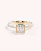 18k Solid Gold Hidden Lotus Engagement Ring - Emerald