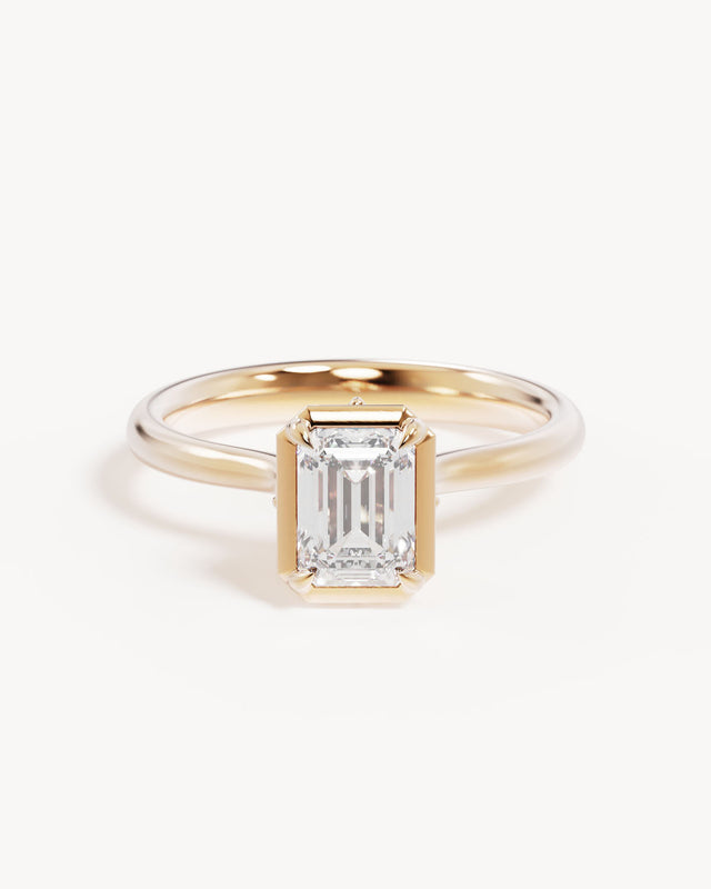 18k Solid Gold Hidden Lotus Engagement Ring - Emerald