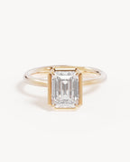 18k Solid Gold Hidden Lotus Engagement Ring - Emerald 2ct