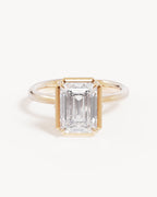 18k Solid Gold Hidden Lotus Engagement Ring - Emerald 3ct