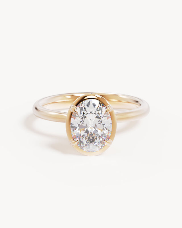 18k Solid Gold Hidden Lotus Engagement Ring - Oval 1.5ct