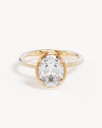 18k Solid Gold Hidden Lotus Engagement Ring - Oval 2ct