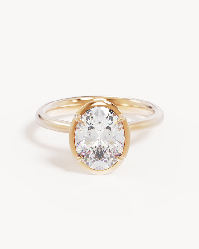 18k Solid Gold Hidden Lotus Engagement Ring - Oval 2ct