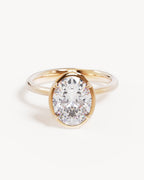 18k Solid Gold Hidden Lotus Engagement Ring - Oval 2.5ct