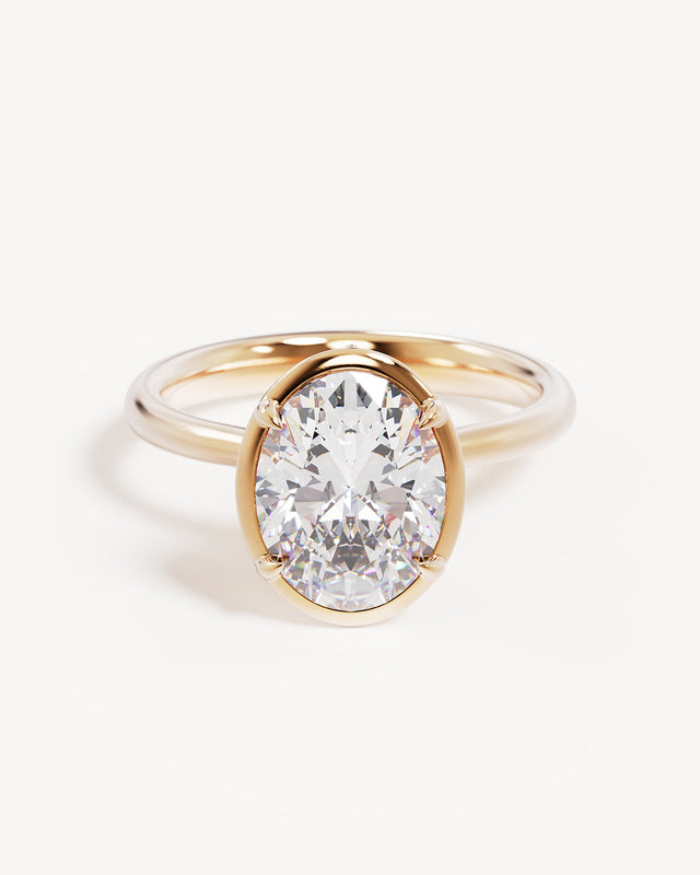 18k Solid Gold Hidden Lotus Engagement Ring - Oval 2.5ct