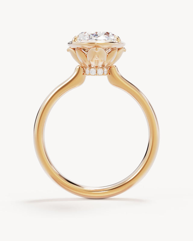 18k Solid Gold Hidden Lotus Engagement Ring - Oval 2.5ct
