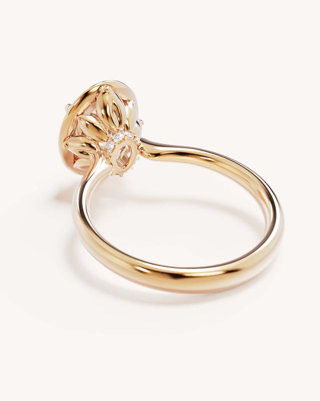 18k Solid Gold Hidden Lotus Engagement Ring - Oval 2.5ct