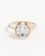 18k Solid Gold Hidden Lotus Engagement Ring - Oval 3ct