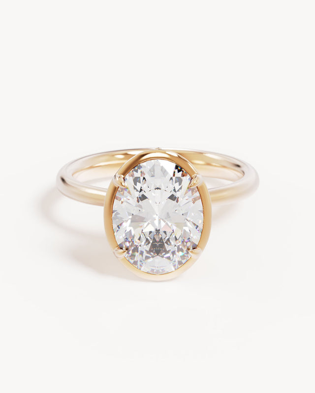 18k Solid Gold Hidden Lotus Engagement Ring - Oval 3ct