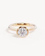 18k Solid Gold Hidden Lotus  Engagement Ring - Round