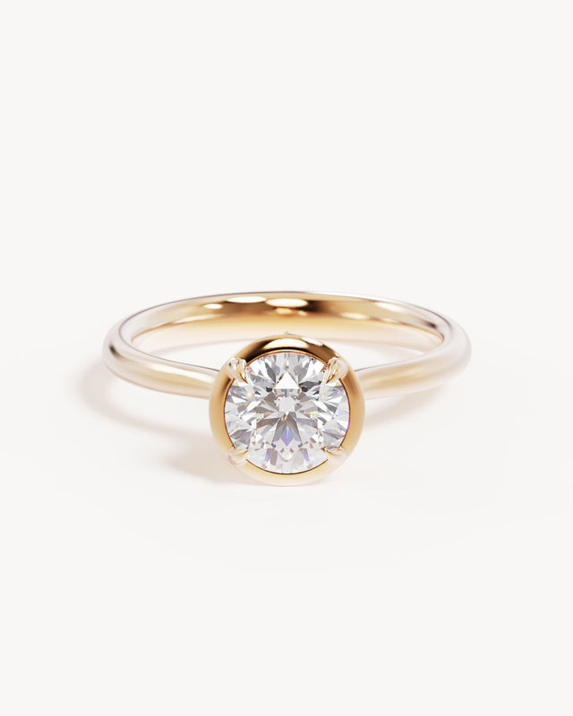 18k Solid Gold Hidden Lotus  Engagement Ring - Round