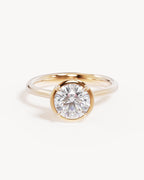 18k Solid Gold Hidden Lotus Engagement Ring - Round 1.5ct
