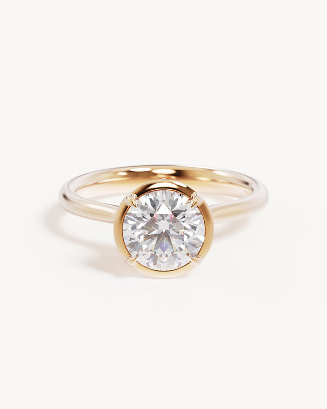 18k Solid Gold Hidden Lotus Engagement Ring - Round 1.5ct