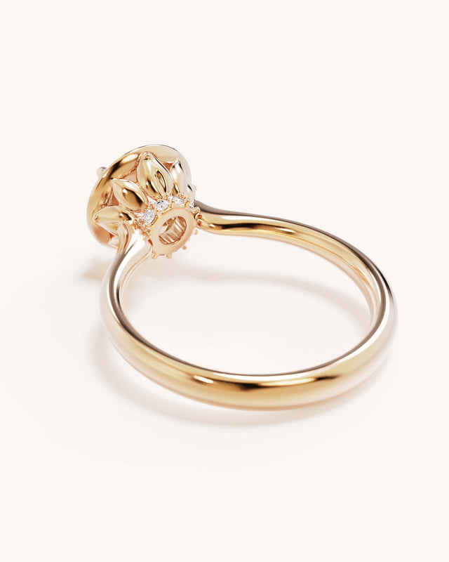 18k Solid Gold Hidden Lotus Engagement Ring - Round 1.5ct