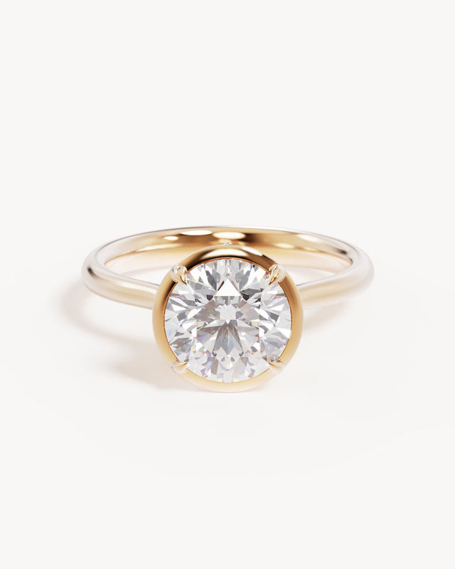 18k Solid Gold Hidden Lotus Engagement Ring - Round 2ct
